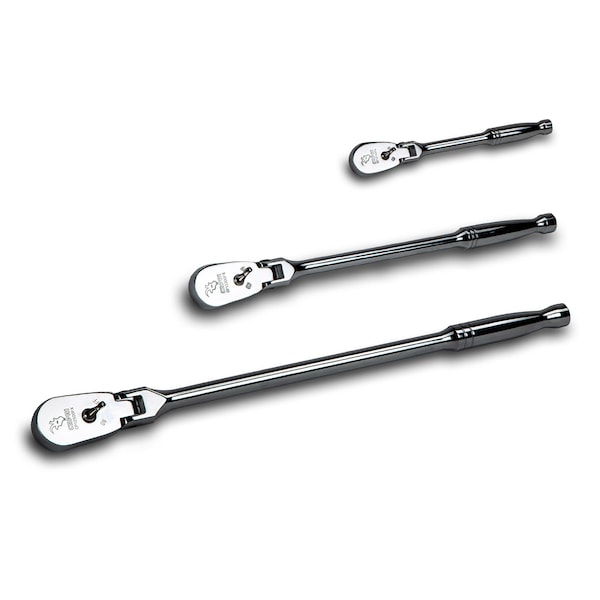 1/4, 3/8, 1/2 in Dr 72-Tooth Flex-Head Low Profile Ratchet Set, 3 pcs